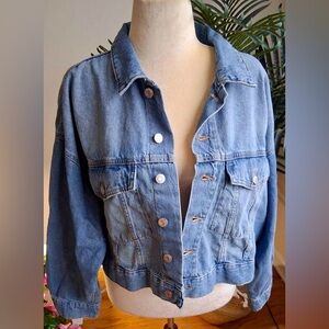 H&M OVERSIZED DENIM JACKET L LIKE NEW